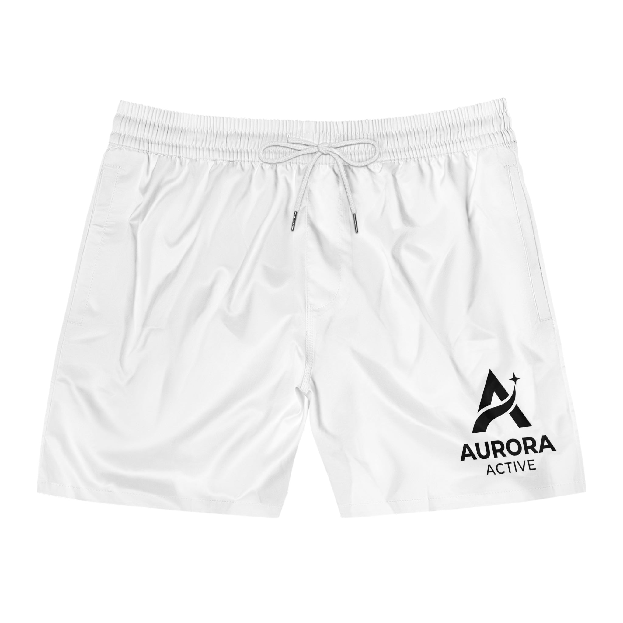 Aurora Active Men's Swim Shorts — Mid-Length Logo Beach Trunks