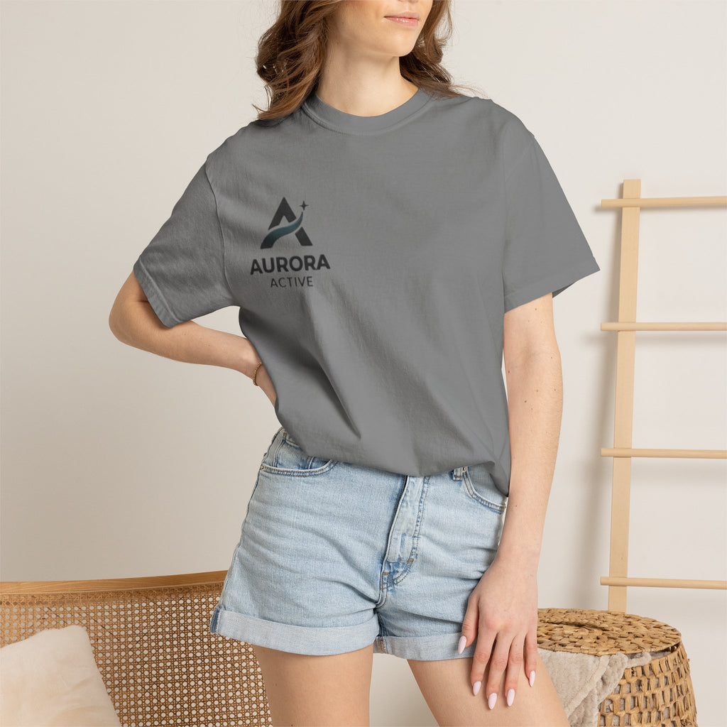 Aurora Active Logo T-Shirt — Minimal Athletic Tee with Back Wave Design