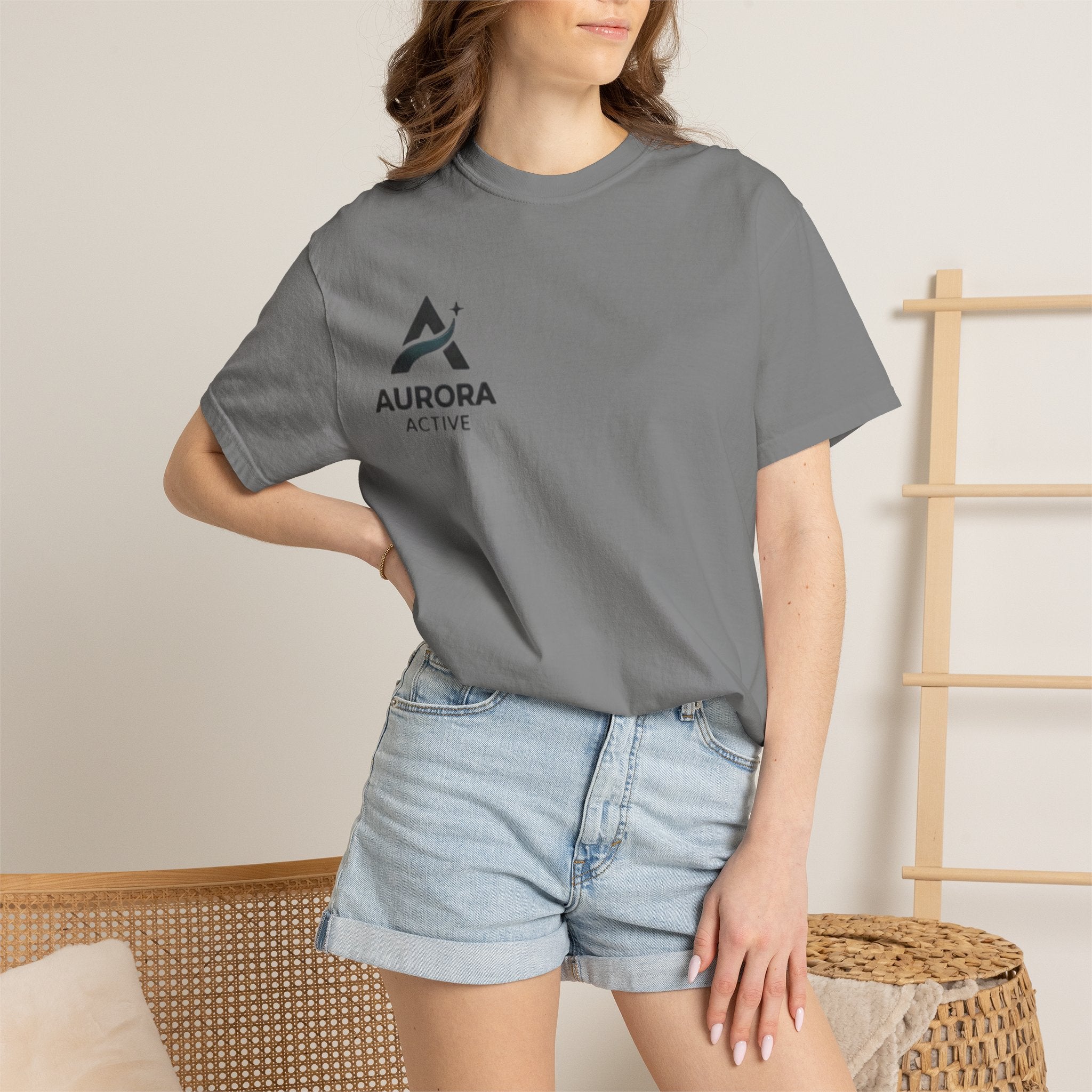Aurora Active Logo T-Shirt — Minimal Athletic Tee with Back Wave Design