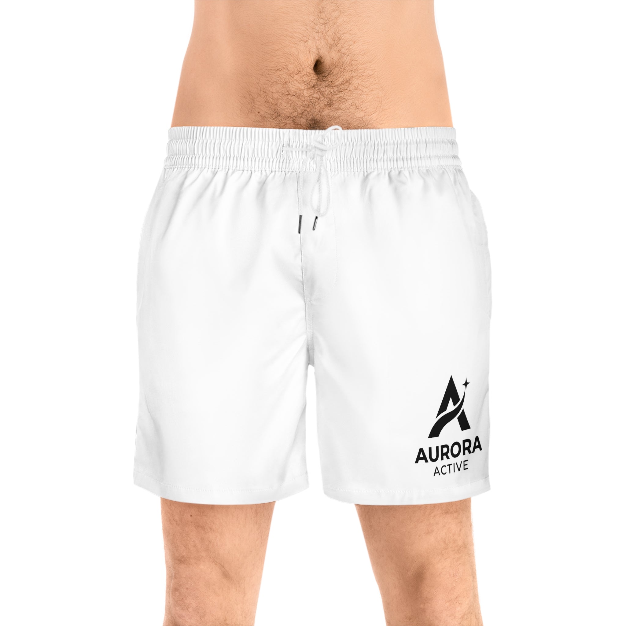 Aurora Active Men's Swim Shorts — Mid-Length Logo Beach Trunks