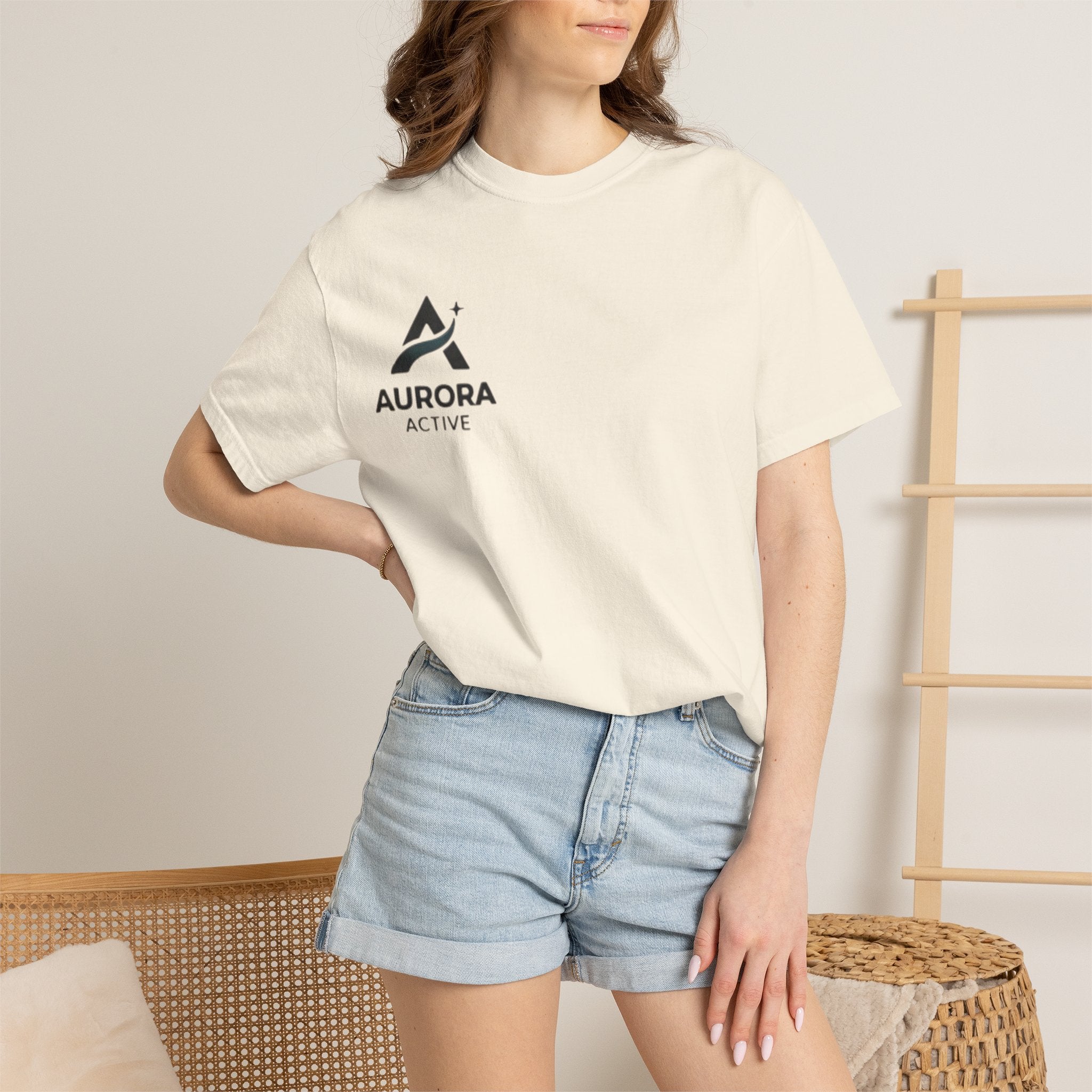 Aurora Active Logo T-Shirt — Minimal Athletic Tee with Back Wave Design