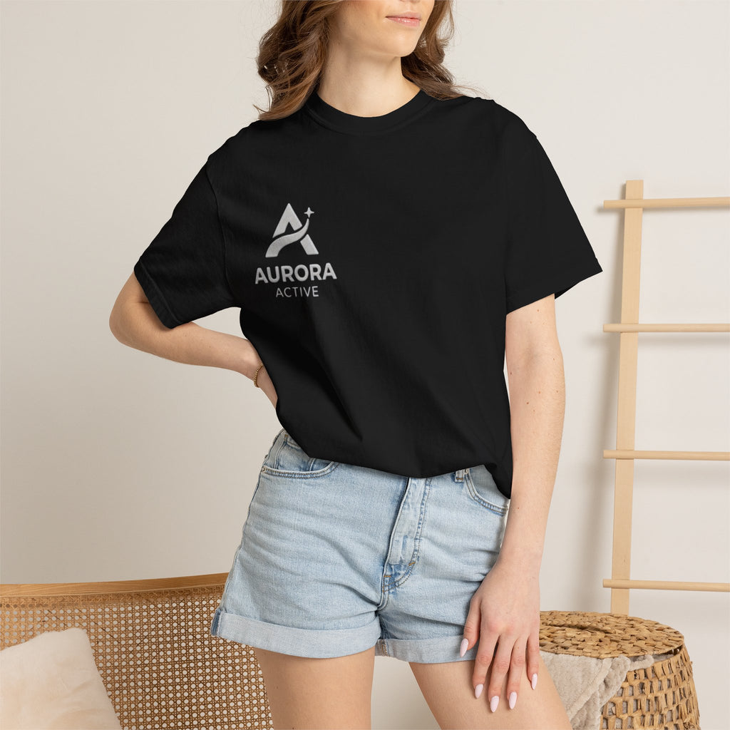 Aurora Active Logo T-Shirt — Minimal Athletic Tee with Back Wave Design
