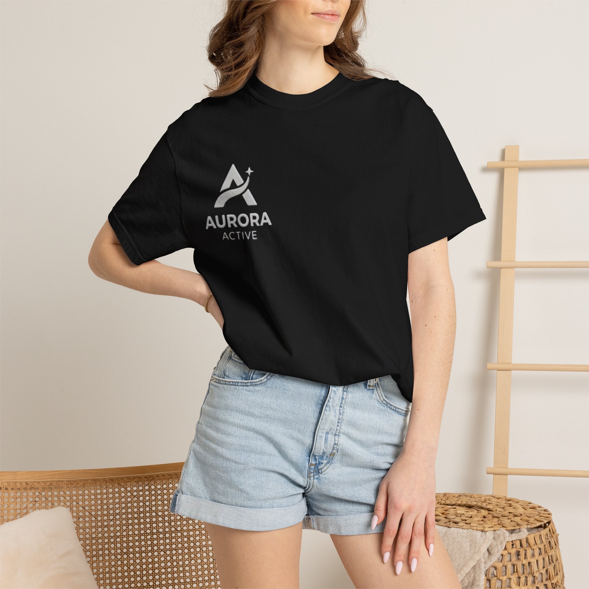 Aurora Active Logo T-Shirt — Minimal Athletic Tee with Back Wave Design