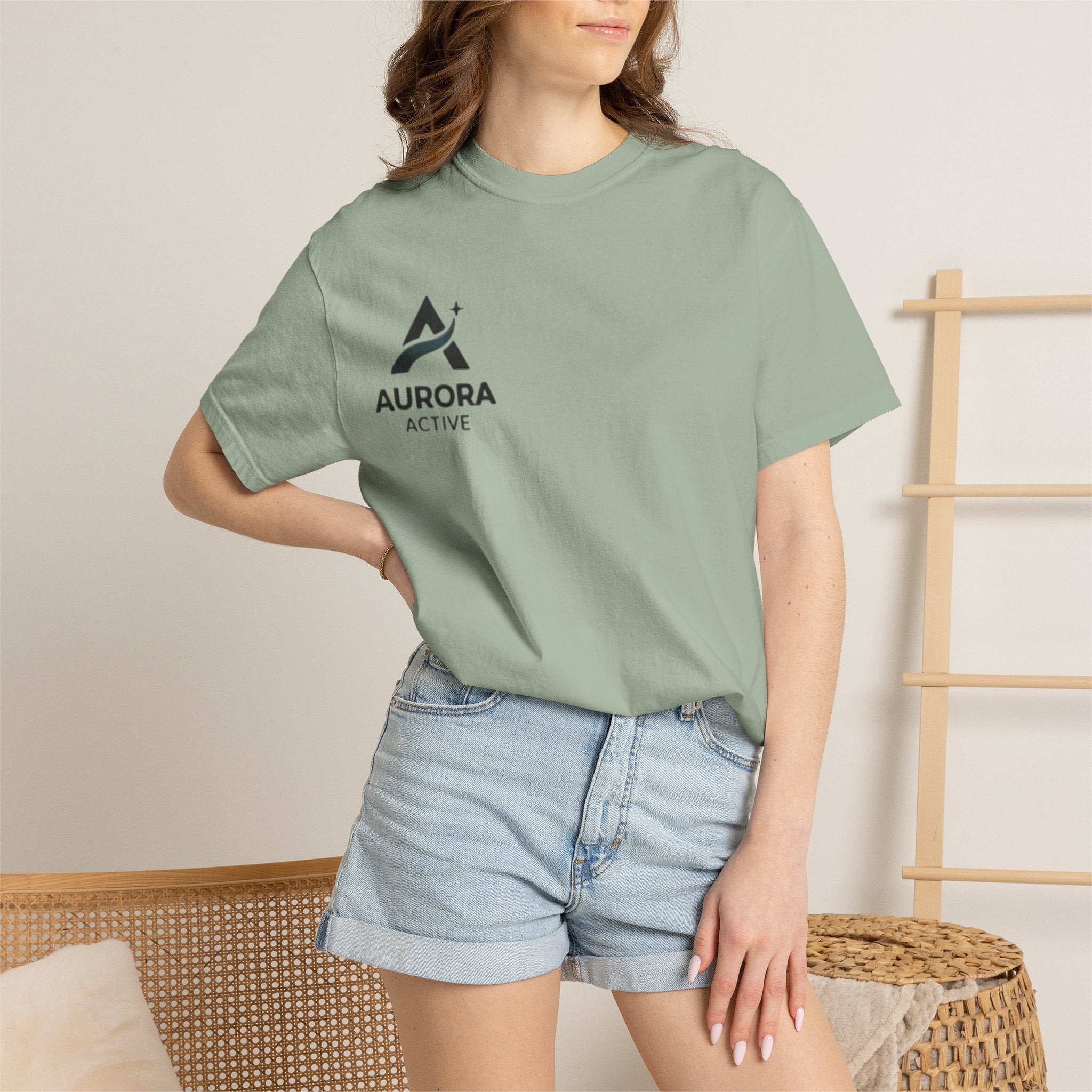 Aurora Active Logo T-Shirt — Minimal Athletic Tee with Back Wave Design