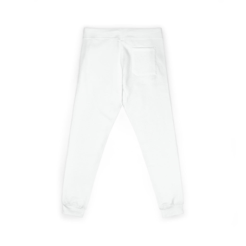 Embroidered Minimal Leaf Fleece Sweatpants — Cozy White Joggers