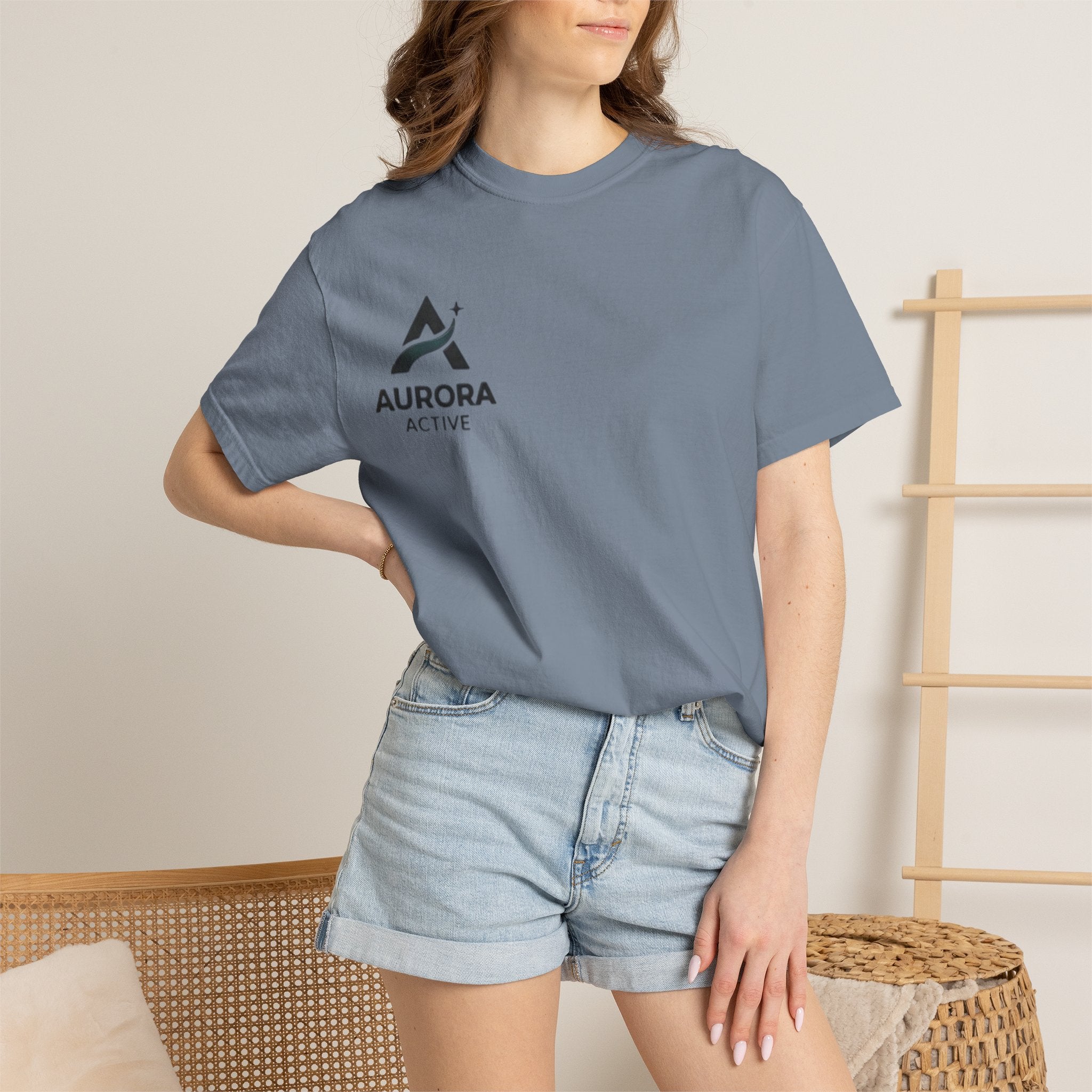 Aurora Active Logo T-Shirt — Minimal Athletic Tee with Back Wave Design
