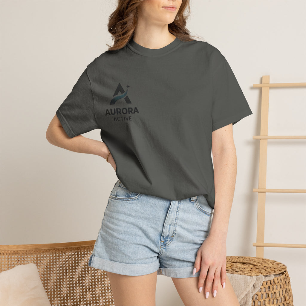 Aurora Active Logo T-Shirt — Minimal Athletic Tee with Back Wave Design