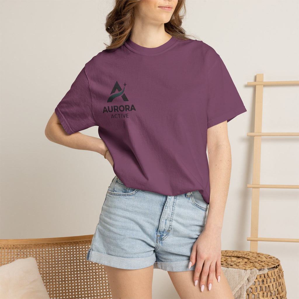 Aurora Active Logo T-Shirt — Minimal Athletic Tee with Back Wave Design