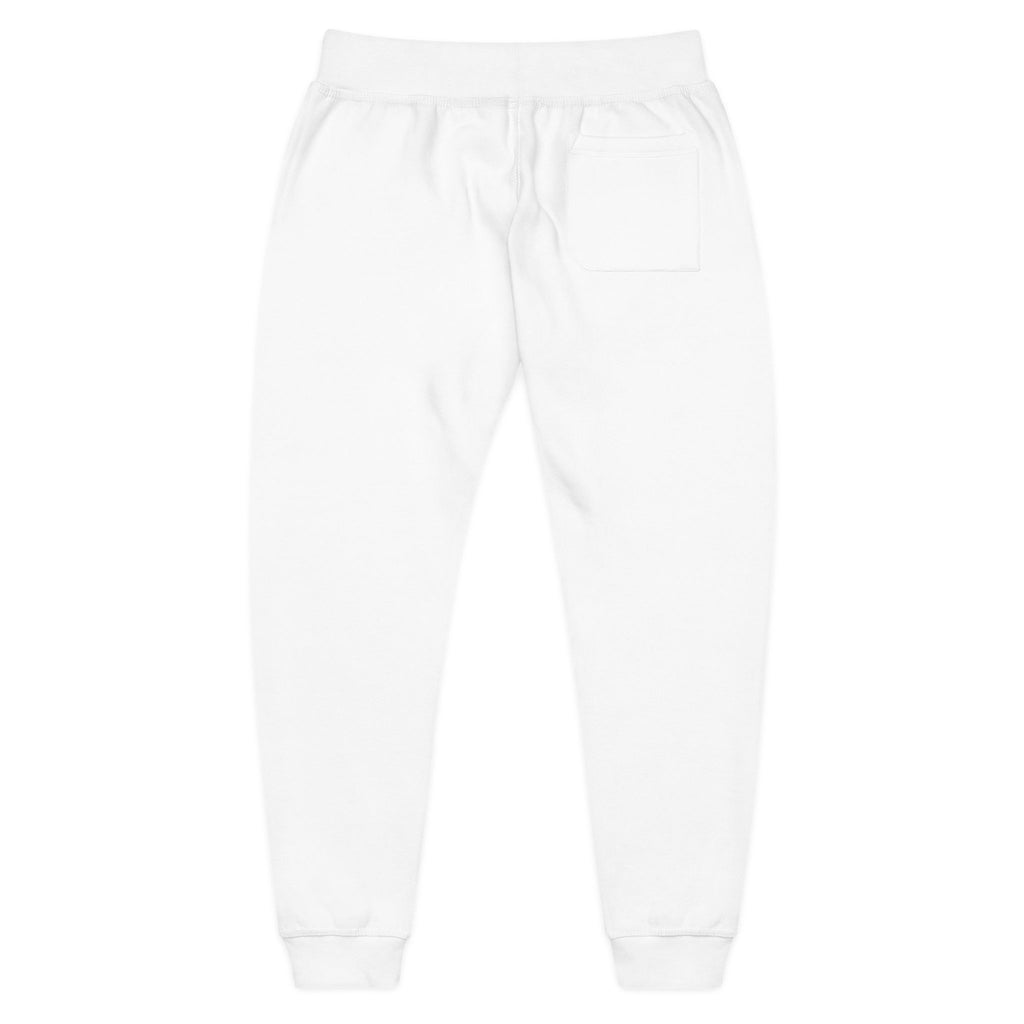 Embroidered Minimal Leaf Fleece Sweatpants — Cozy White Joggers