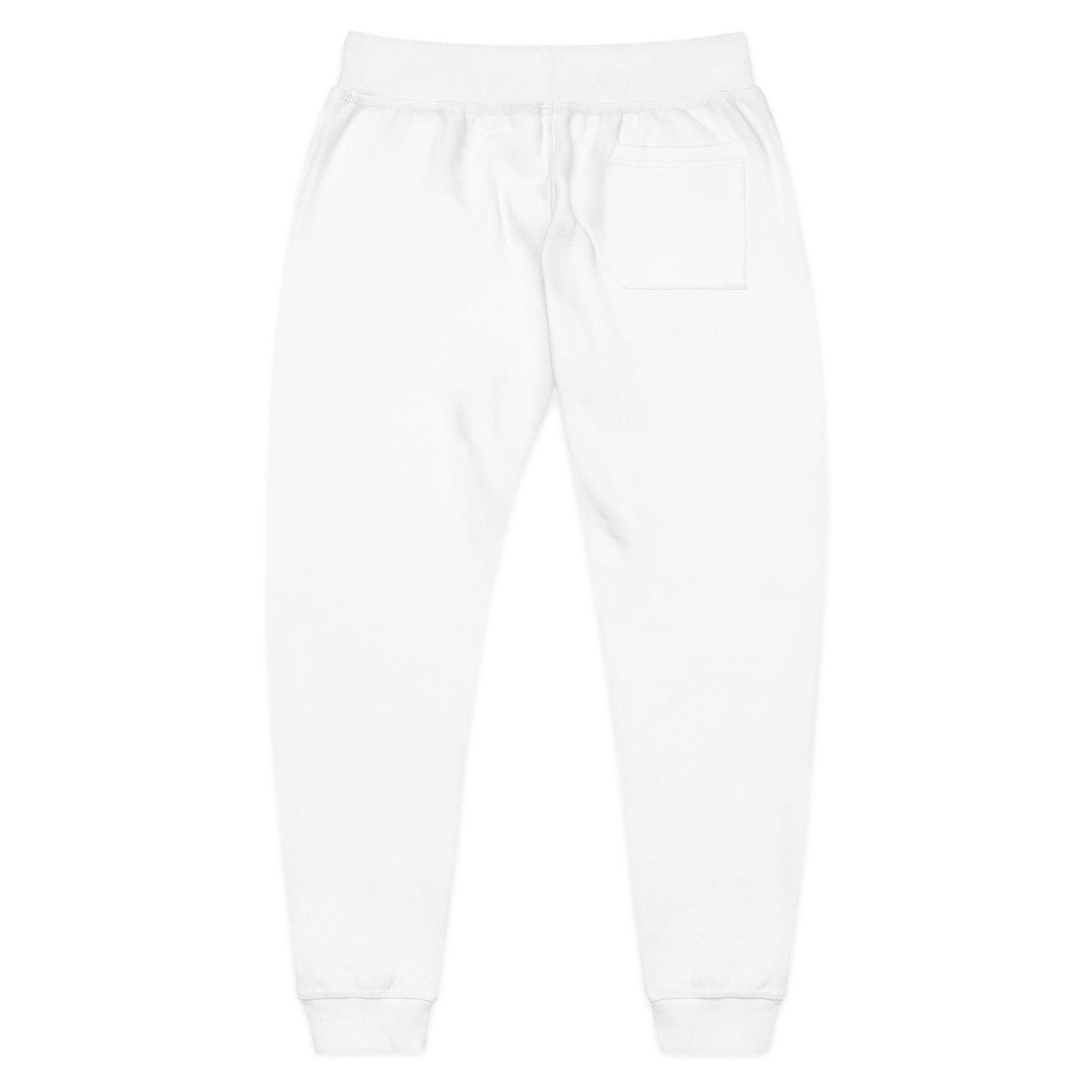 Embroidered Minimal Leaf Fleece Sweatpants — Cozy White Joggers