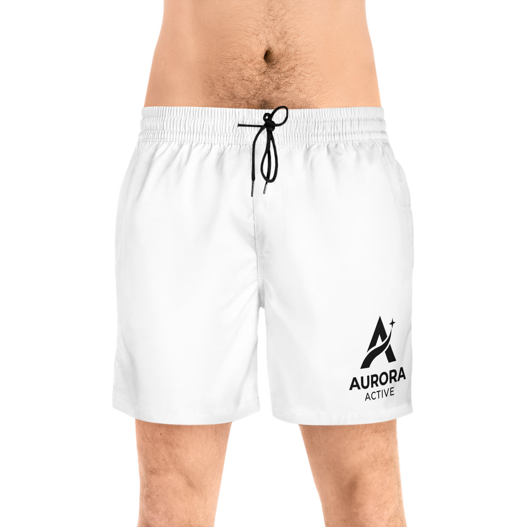 Aurora Active Men's Swim Shorts — Mid-Length Logo Beach Trunks