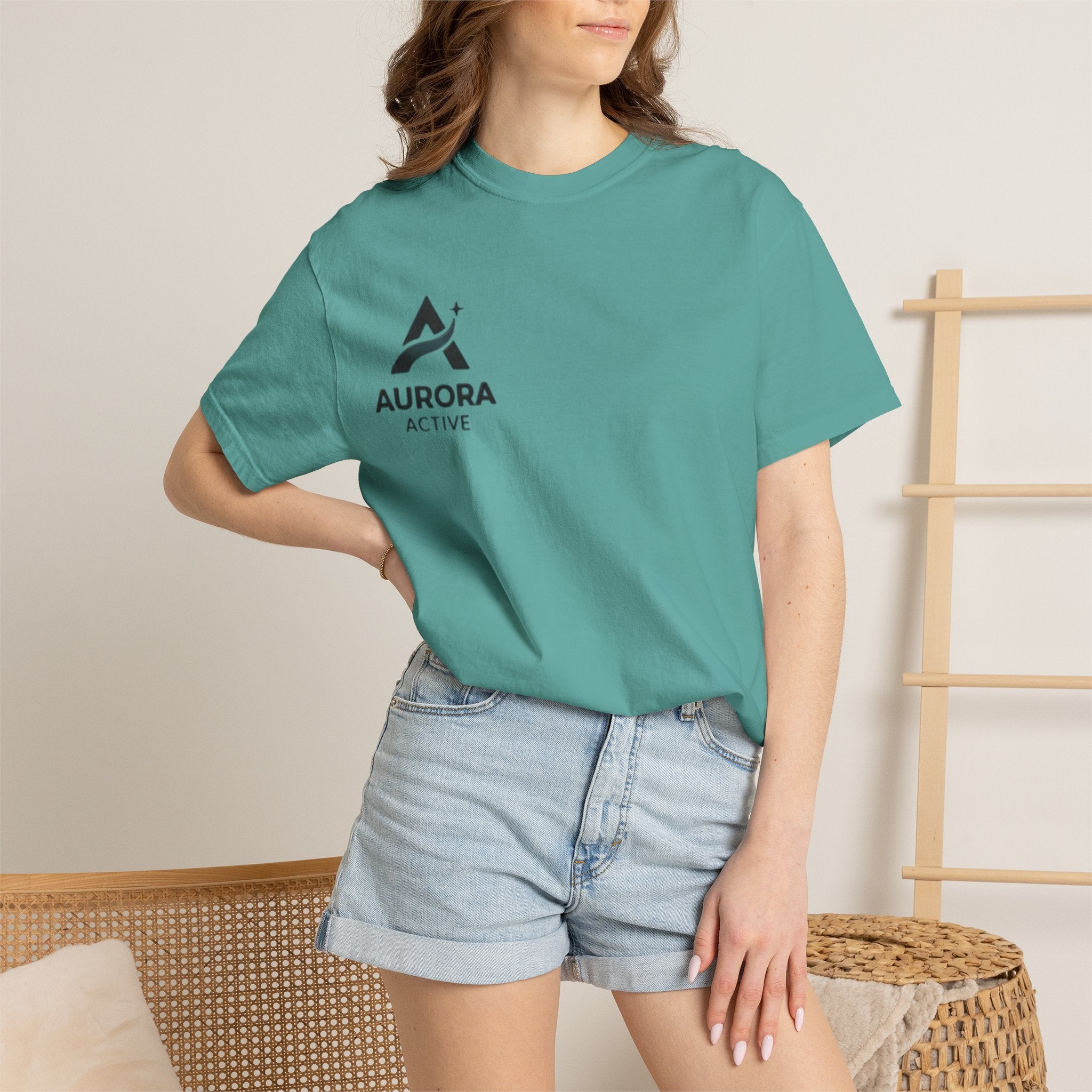 Aurora Active Logo T-Shirt — Minimal Athletic Tee with Back Wave Design