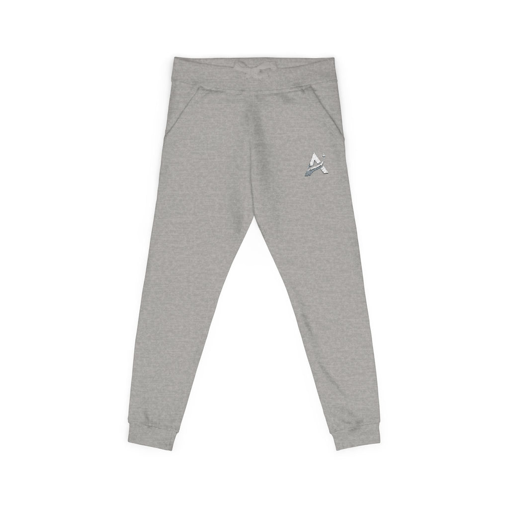Embroidered Minimal Leaf Fleece Sweatpants — Cozy White Joggers
