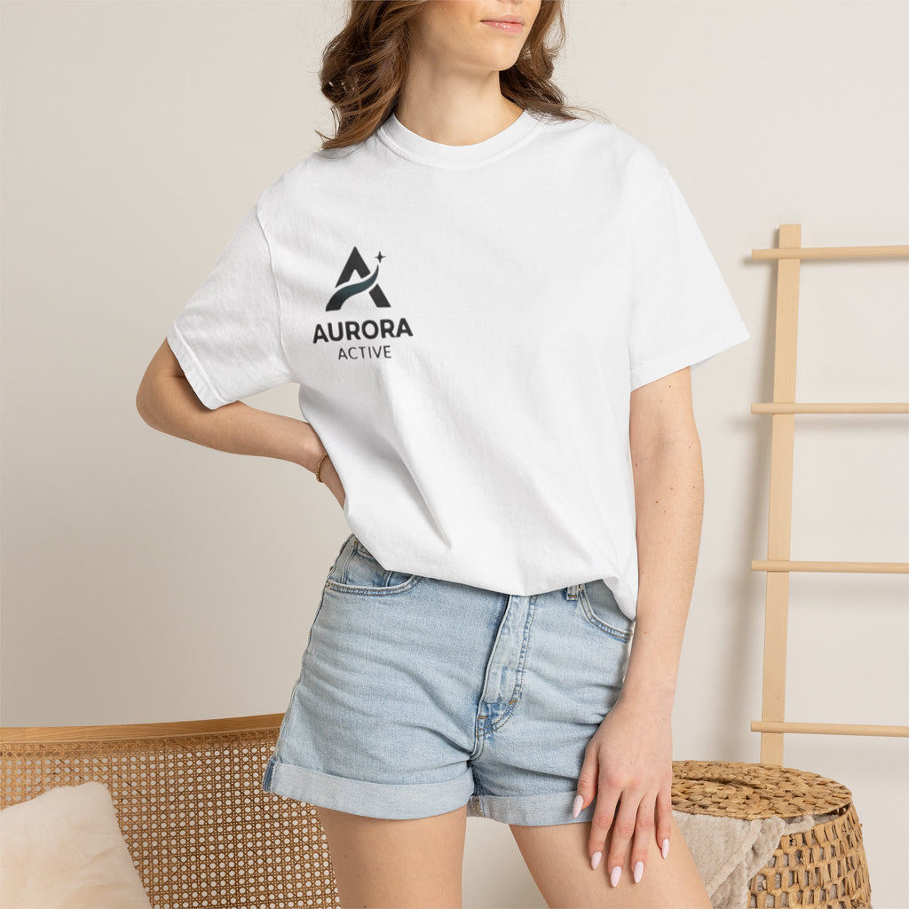 Aurora Active Logo T-Shirt — Minimal Athletic Tee with Back Wave Design