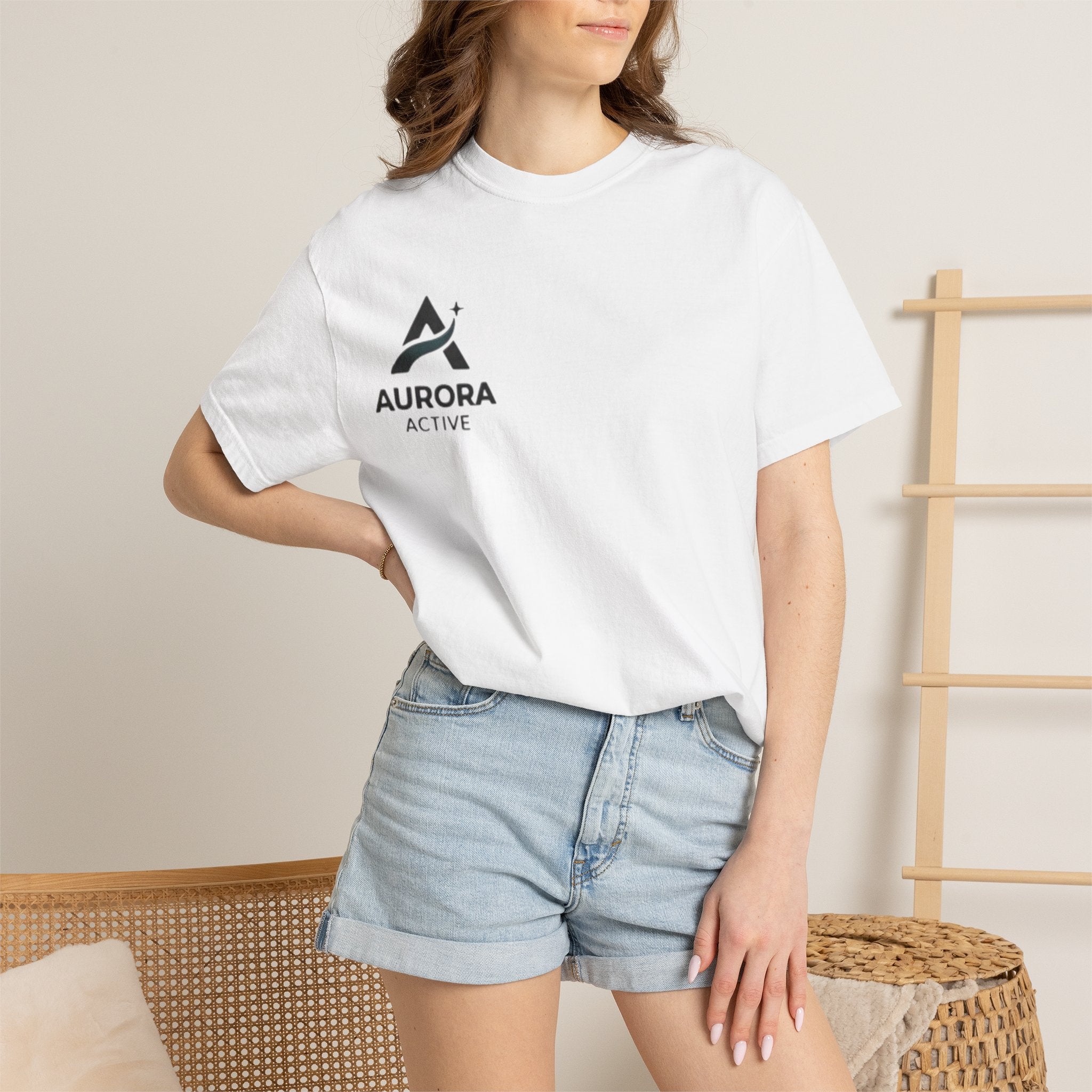 Aurora Active Logo T-Shirt — Minimal Athletic Tee with Back Wave Design