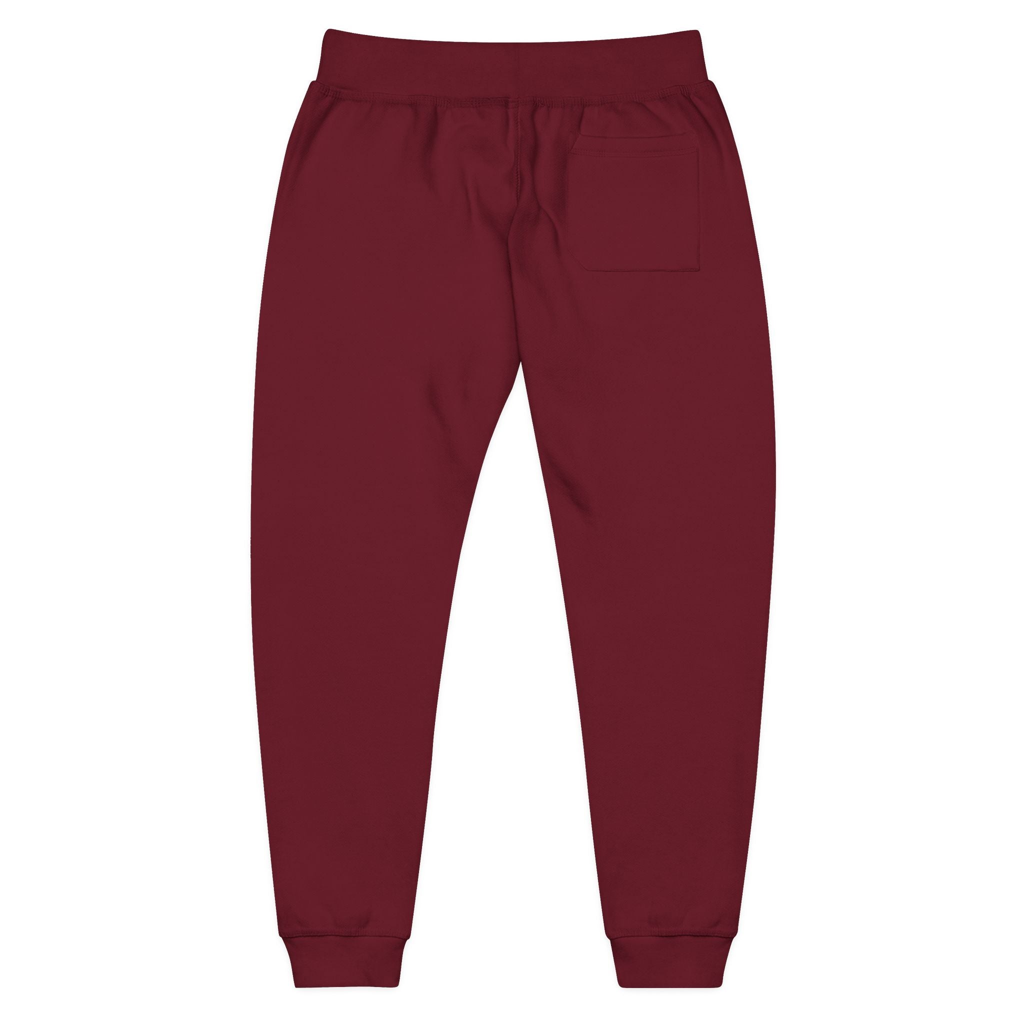 Embroidered Minimal Leaf Fleece Sweatpants — Cozy White Joggers