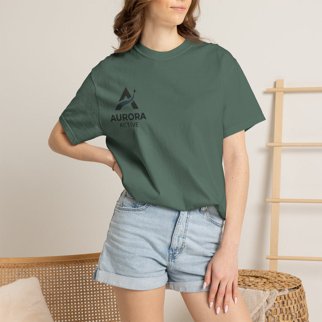 Aurora Active Logo T-Shirt — Minimal Athletic Tee with Back Wave Design